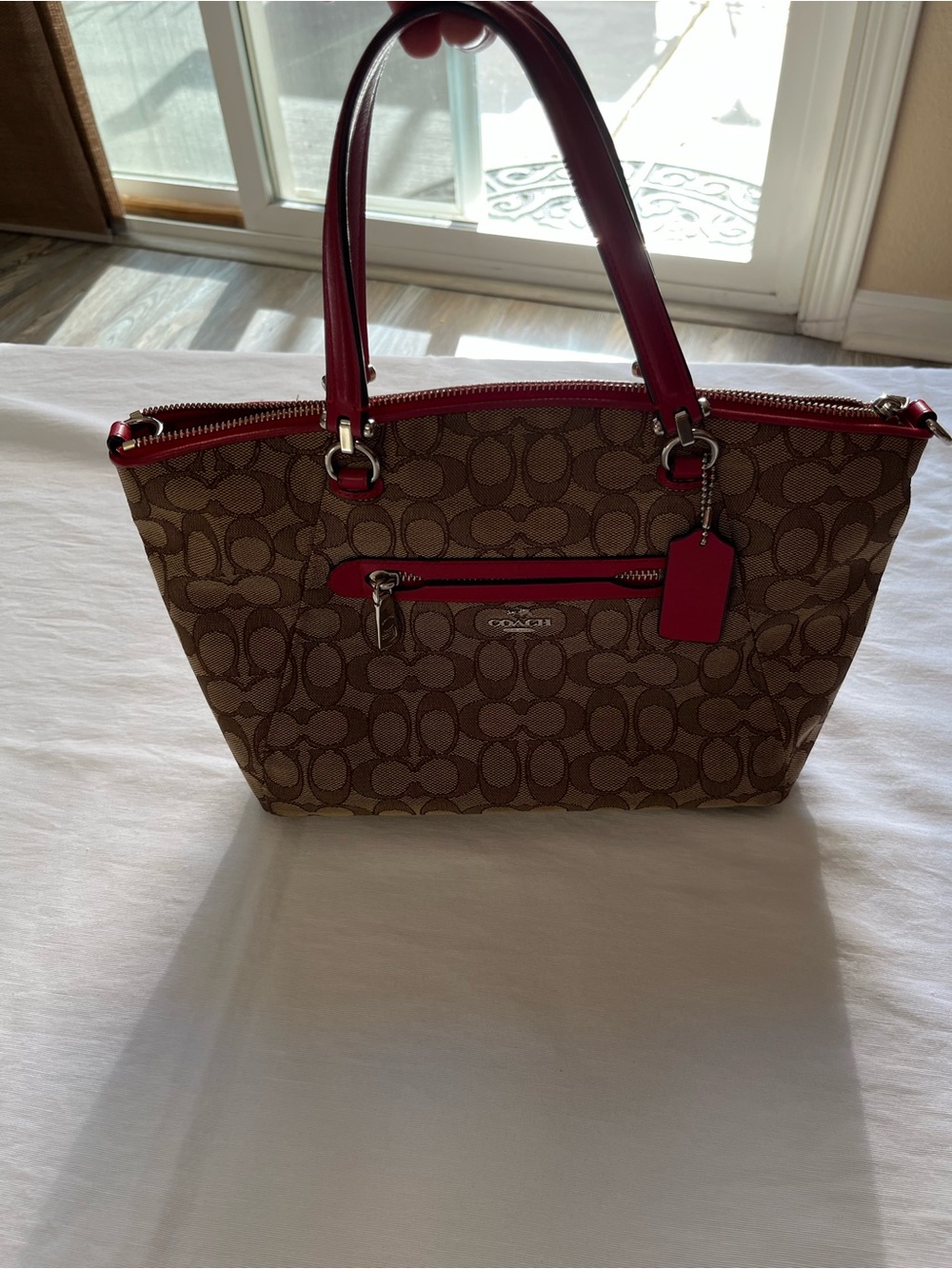 Coach Prairie Satchel with Signature Cs and Red Leather Trim - Picture 3 of 15